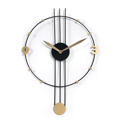 ADM - Horloge murale 'Cercle et lignes' - Couleur noire - 68 x 49 x 3 cm