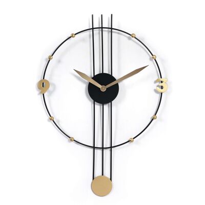 ADM - 'Circle and lines' wall clock - Black color - 68 x 49 x 3 cm