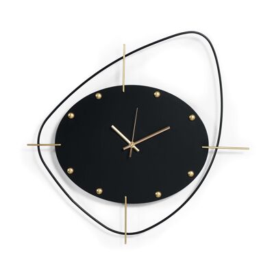 ADM - Reloj de pared 'Black Oval' - Color negro - 46 x 48 x 3 cm