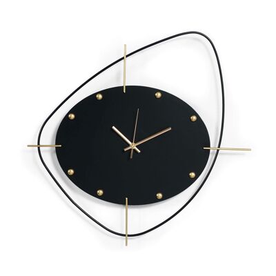 ADM - Horloge murale 'Black Oval' - Coloris Noir - 46 x 48 x 3 cm