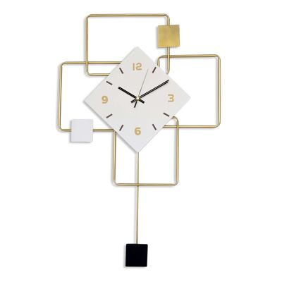 ADM - Reloj de pared 'Combinación cuadrada 1' - Color dorado - 69 x 43 x 5 cm