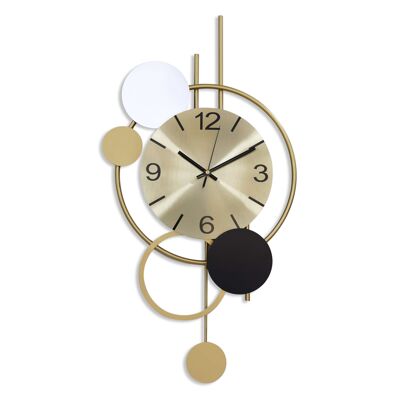 ADM - Reloj de pared 'Fiesta geométrica' - Color dorado - 63 x 34 x 4 cm