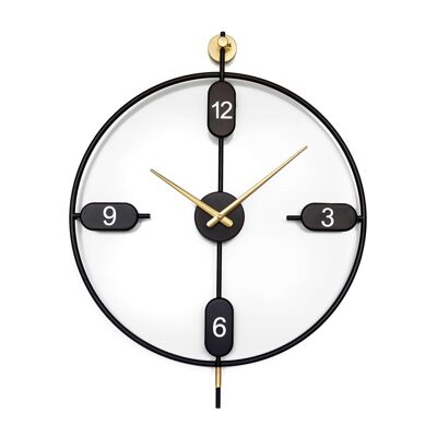 ADM - Horloge murale 'Easy Way' - Couleur noire - 63 x 50 x 5 cm