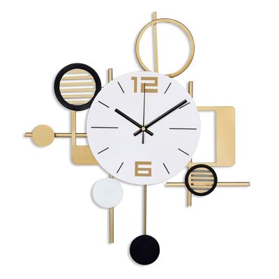 ADM - Horloge murale 'Carré et Cercles 1' - Couleur Or - 37 x 46 x 4 cm