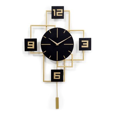 ADM - 'Square and Circles 2' wall clock - Gold color - 70 x 45 x 4 cm