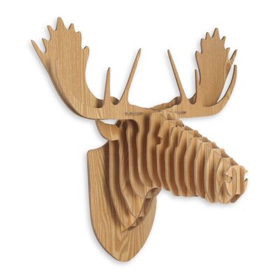 ADM - 'Elk' Puzzle Trophy - Wood Color - 55 x 68 x 35 cm