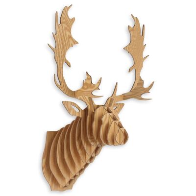 ADM - 'Reindeer' Puzzle Trophy - Wood Color - 74 x 50 x 37 cm