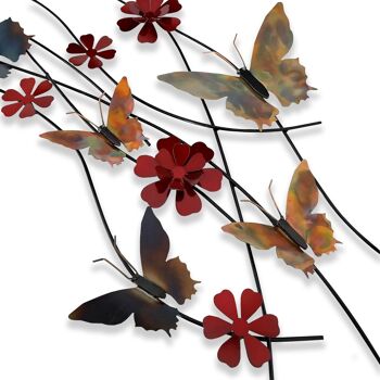 ADM - Peinture métal 'Fleurs et papillons' - Multicolore - 45 x 139 x 6 cm 5