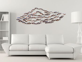 ADM - Tableau métal 'École de petits poissons' - Couleur multicolore - 44 x 144 x 4 cm 8