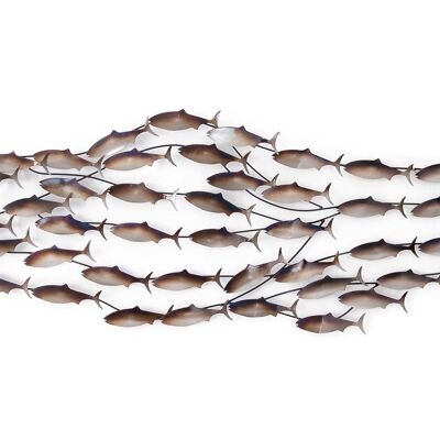 ADM - 'School of little fish' metal picture - Multicolored color - 44 x 144 x 4 cm