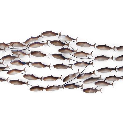 ADM - Tableau métal 'École de petits poissons' - Couleur multicolore - 44 x 144 x 4 cm