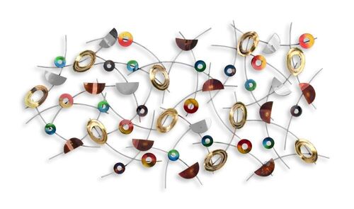 ADM - Quadro in metallo 'Composizione di anelli e semicerchi' - Colore Multicolore - 70 x 130 x 4 cm