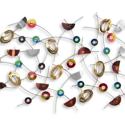 ADM - Metal picture 'Composition of rings and semicircles' - Multicolor color - 70 x 130 x 4 cm