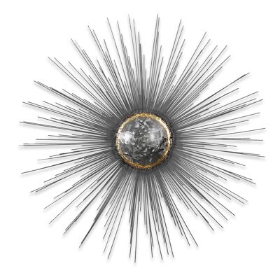 ADM - Tableau métal 'Soleil' - Couleur argent - 100 x 100 x 5 cm