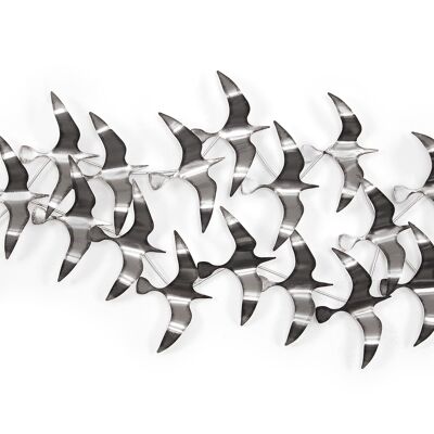 ADM - 'Flock of seagulls' metal picture - Silver color - 61 x 136 x 10 cm