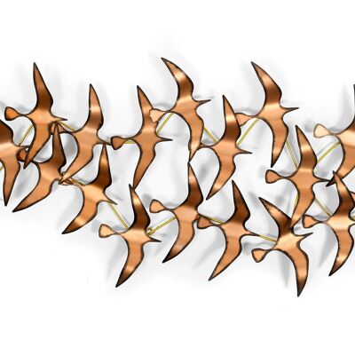 ADM - Tableau métal 'Volée de mouettes' - Coloris orange - 60 x 130 x 10 cm