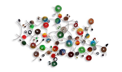 ADM - Quadro in metallo 'Composizione di anelli e sfere' - Colore Multicolore - 78 x 122 x 5 cm