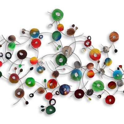 ADM - Tableau en métal 'Composition d'anneaux et de sphères' - Couleur multicolore - 78 x 122 x 5 cm