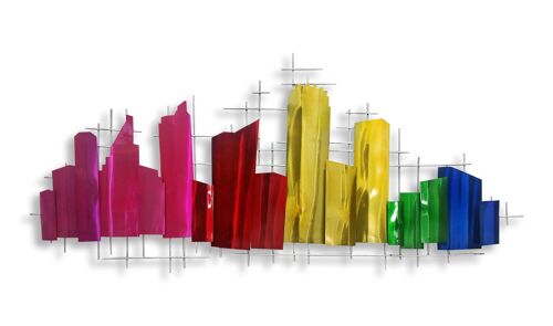ADM - Quadro in metallo 'Profilo di Città' - Colore Multicolore - 52 x 125 x 5 cm