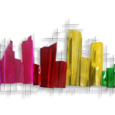 ADM - Cuadro metálico 'Perfil de la Ciudad' - Multicolor - 52 x 125 x 5 cm