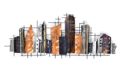 ADM - Quadro in metallo 'Profilo di Città' - Colore Arancione - 52 x 125 x 5 cm