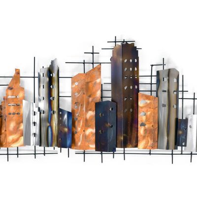 ADM - Quadro in metallo 'Profilo di Città' - Colore Arancione - 52 x 125 x 5 cm
