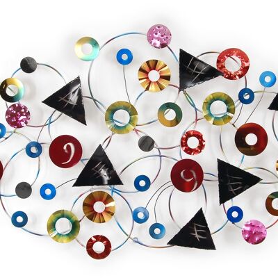 ADM - Pintura sobre metal 'Composición de triángulos y círculos' - Color multicolor - 70 x 120 x 7 cm
