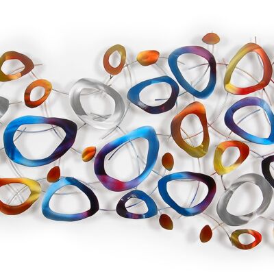 ADM - Metal picture 'Composition of rings' - Multicolor color - 68 x 125 x 7 cm