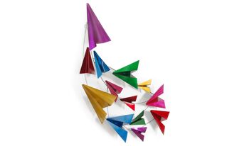 ADM - Tableau métal 'Paper Airplanes' - Couleur multicolore - 61 x 121 x 9 cm 6
