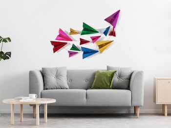 ADM - Tableau métal 'Paper Airplanes' - Couleur multicolore - 61 x 121 x 9 cm 8