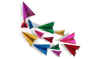 ADM - Tableau métal 'Paper Airplanes' - Couleur multicolore - 61 x 121 x 9 cm 1