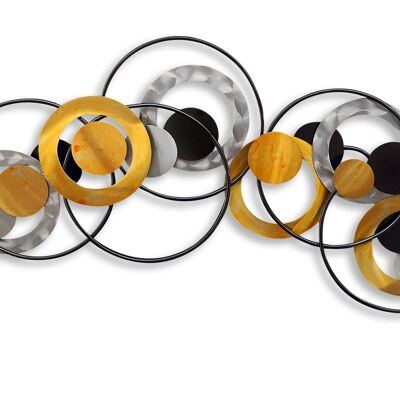 ADM - Tableau en métal 'Composition d'anneaux et de sphères' - Multicolore - 61 x 110 x 7 cm
