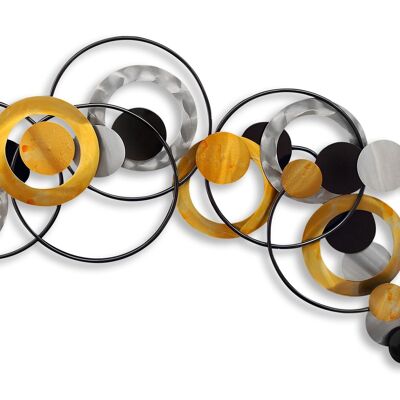 ADM - Tableau en métal 'Composition d'anneaux et de sphères' - Multicolore - 61 x 110 x 7 cm