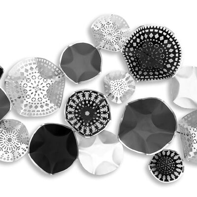 ADM - Metallbild 'Stilisierte Seerosen' - Silberfarbe - 70 x 120 x 7 cm