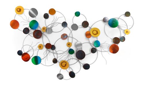 ADM - Quadro in metallo 'Composizione di cerchi ed anellli' - Colore Multicolore - 73 x 121 x 5 cm