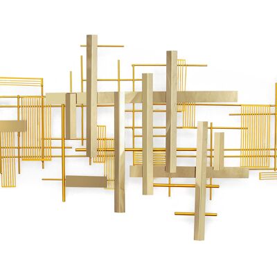 ADM - Metal picture 'Lines and intersecting bands' - Gold color - 55 x 118 x 6 cm