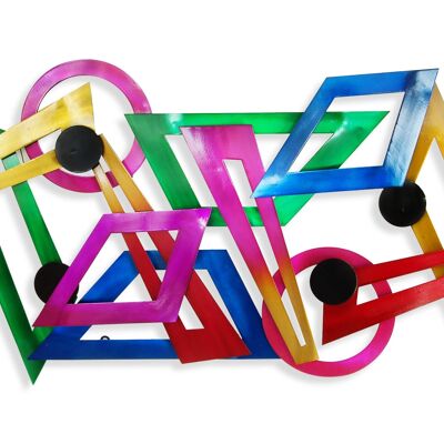 ADM - Quadro in metallo 'Composizione di figure geometriche' - Colore Multicolore - 49 x 104 x 6 cm