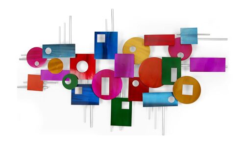 ADM - Quadro in metallo 'Composizione di figure geometriche' - Colore Multicolore - 71 x 118 x 6 cm