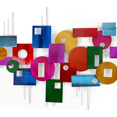 ADM - Pintura sobre metal 'Composición de figuras geométricas' - Color multicolor - 71 x 118 x 6 cm