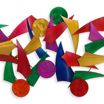 ADM - Tableau en métal 'Flèches et disques' - Couleur multicolore - 60 x 109 x 7 cm