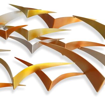 ADM - Tableau métal 'Volée de mouettes' - Couleur orange - 62 x 115 x 10 cm 7