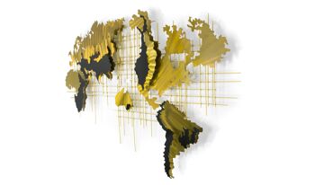 ADM - Tableau en métal 'Carte du monde or et noir' - Couleur or - 86 x 146 x 7 cm 5