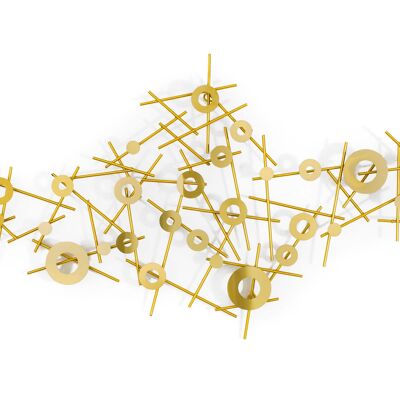ADM - Cuadro metálico 'Composición con anillos y varillas' - Color dorado - 53 x 120 x 6 cm