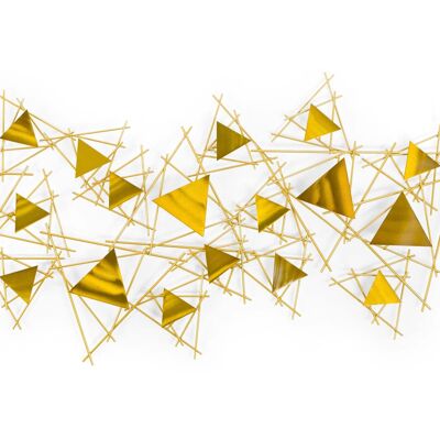 ADM - Metal painting 'Composition of triangles' - Gold color - 53 x 120 x 6 cm