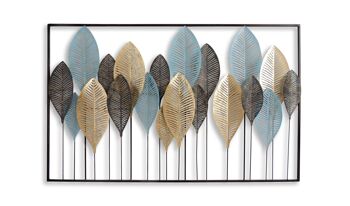 ADM - Peinture sur métal 'Composition de feuilles stylisées' - Couleur multicolore - 76 x 122 x 6 cm 6