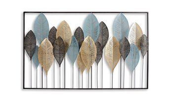 ADM - Peinture sur métal 'Composition de feuilles stylisées' - Couleur multicolore - 76 x 122 x 6 cm 1