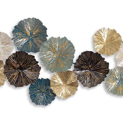 ADM - Tableau métal 'Feuilles de Lotus' - Multicolore - 62 x 120 x 8 cm