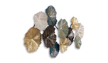ADM - Tableau métal 'Feuilles de Lotus' - Multicolore - 62 x 120 x 8 cm 2