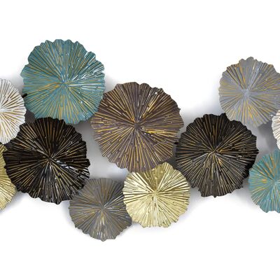 ADM - Tableau métal 'Feuilles de Lotus' - Multicolore - 60 x 121 x 8 cm