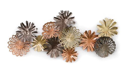 ADM - Quadro in metallo 'Fiori e foglie stilizzati' - Colore Multicolore - 65 x 123 x 9 cm